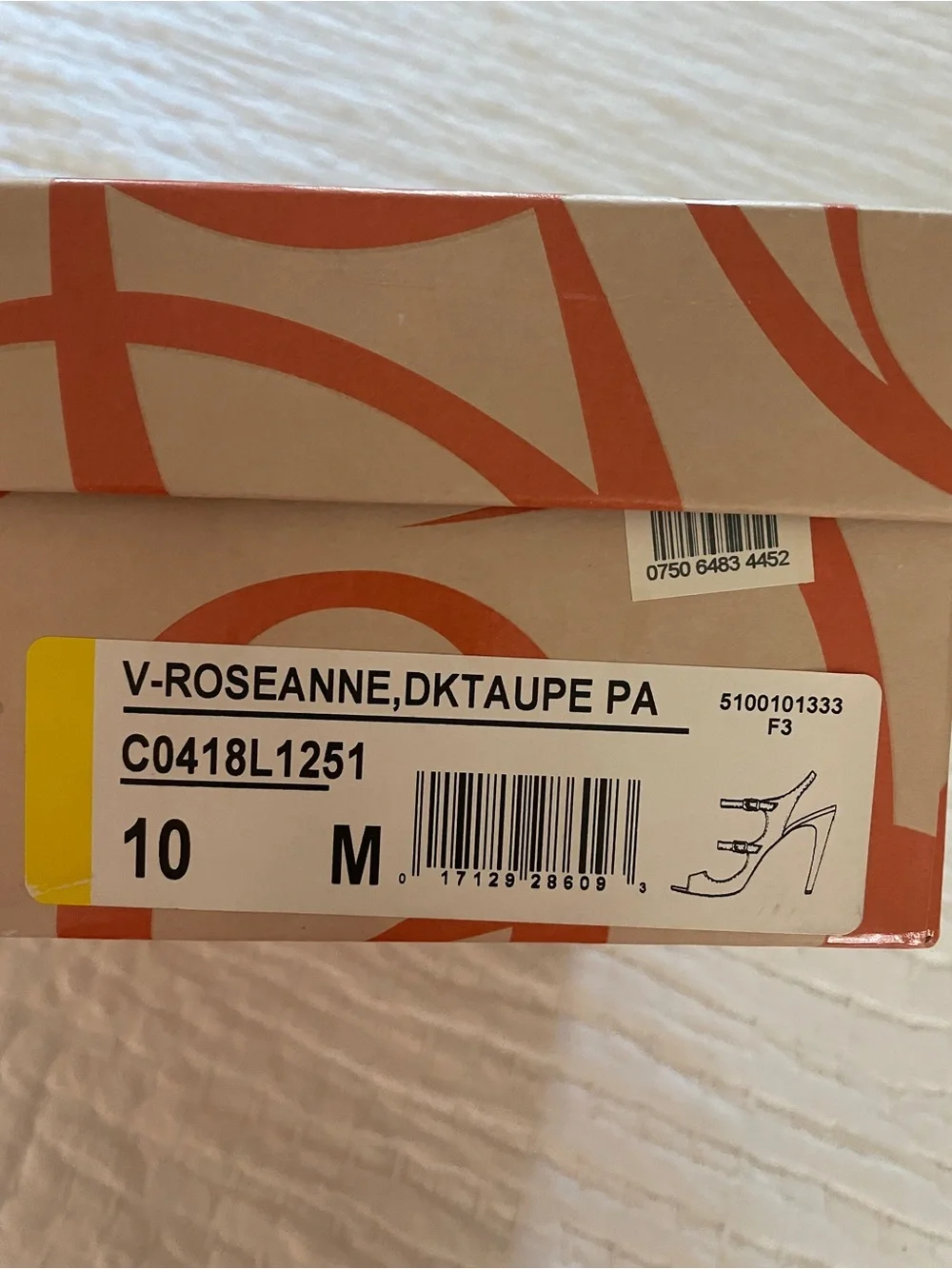 Via Spiga Taupe Patent Slingback Heels with Orange Insoles